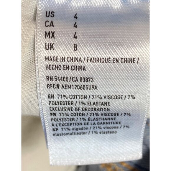 American Eagle MIDI Next Level Stretch Destressed Denim Shorts Women’s Size 4 - Picture 5 of 9